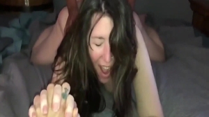 Plowing hard together with hot housewife