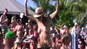 Young amateur flashing in public