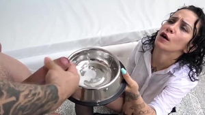 Asian teen chick Natasha Ink smashed by big cock Lucky Lutro