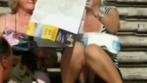 Bends over in public next to amateur