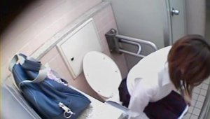 Boyfriend masturbating in toilet