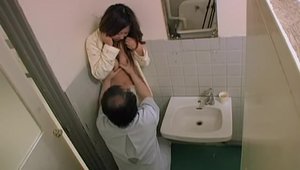 Lustful japanese couple sucks dick and fucks in toilet