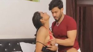 Next to large boobs Hindi couple