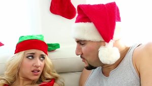 Exxxtra Small - Shaved Uma Jolie cosplay cumshot on Christmas